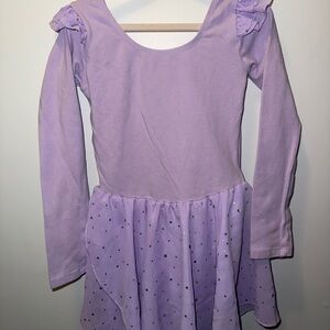 Lavender Long Sleeve Dress with Ruffle Shoulders